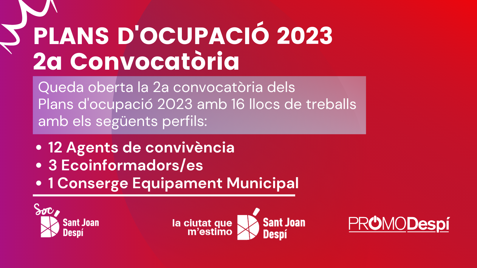 PLANS D’OCUPACIÓ 2023-SEGONA CONVOCATÒRIA